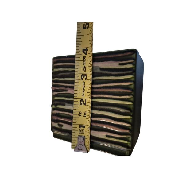 Vintage The Bennetts California Art Pottery Green Rag Rug # 404 MCM Vase Signed - Picture 9 of 9